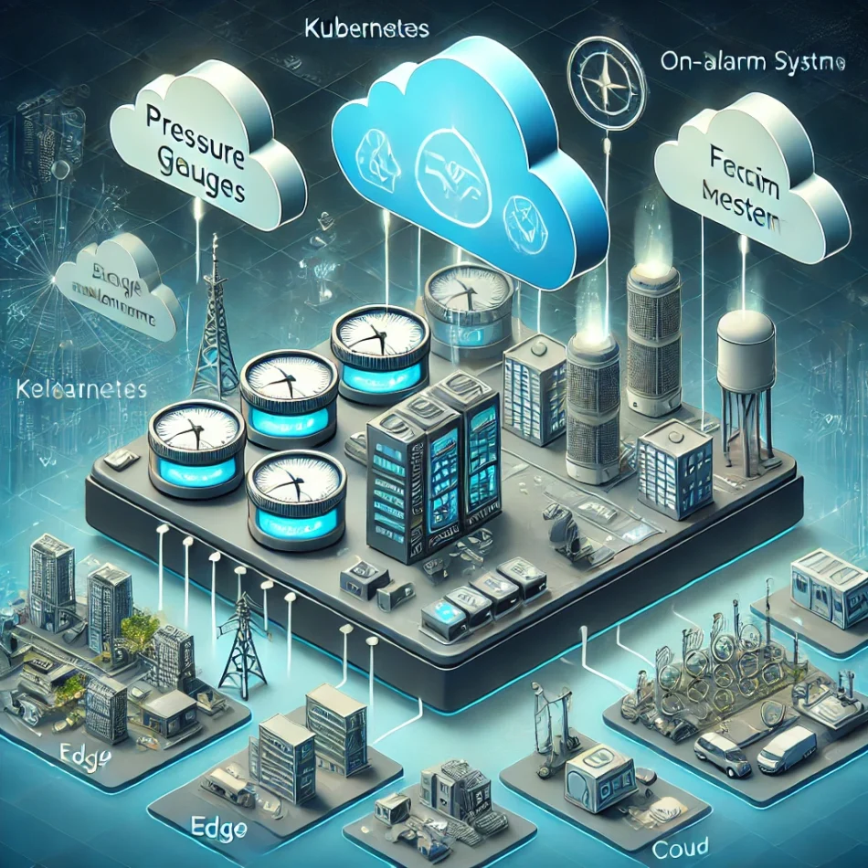 Architettura della piattaforma IoT scalabile e resiliente che utilizza Kubernetes e SUSE Rancher, con più dispositivi interconnessi