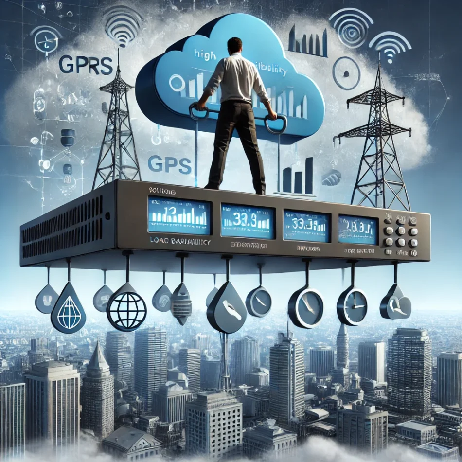 Load balancer che gestisce le comunicazioni GPRS e GSM in arrivo da vari dispositivi IoT, come dispositivi di misurazione della pressione ecc.